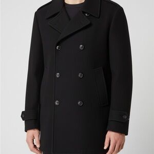 POLO RALPH LAUREN MEN'S BLACK 100% WOOL PEACOAT ANCHOR BUTTONS EUC